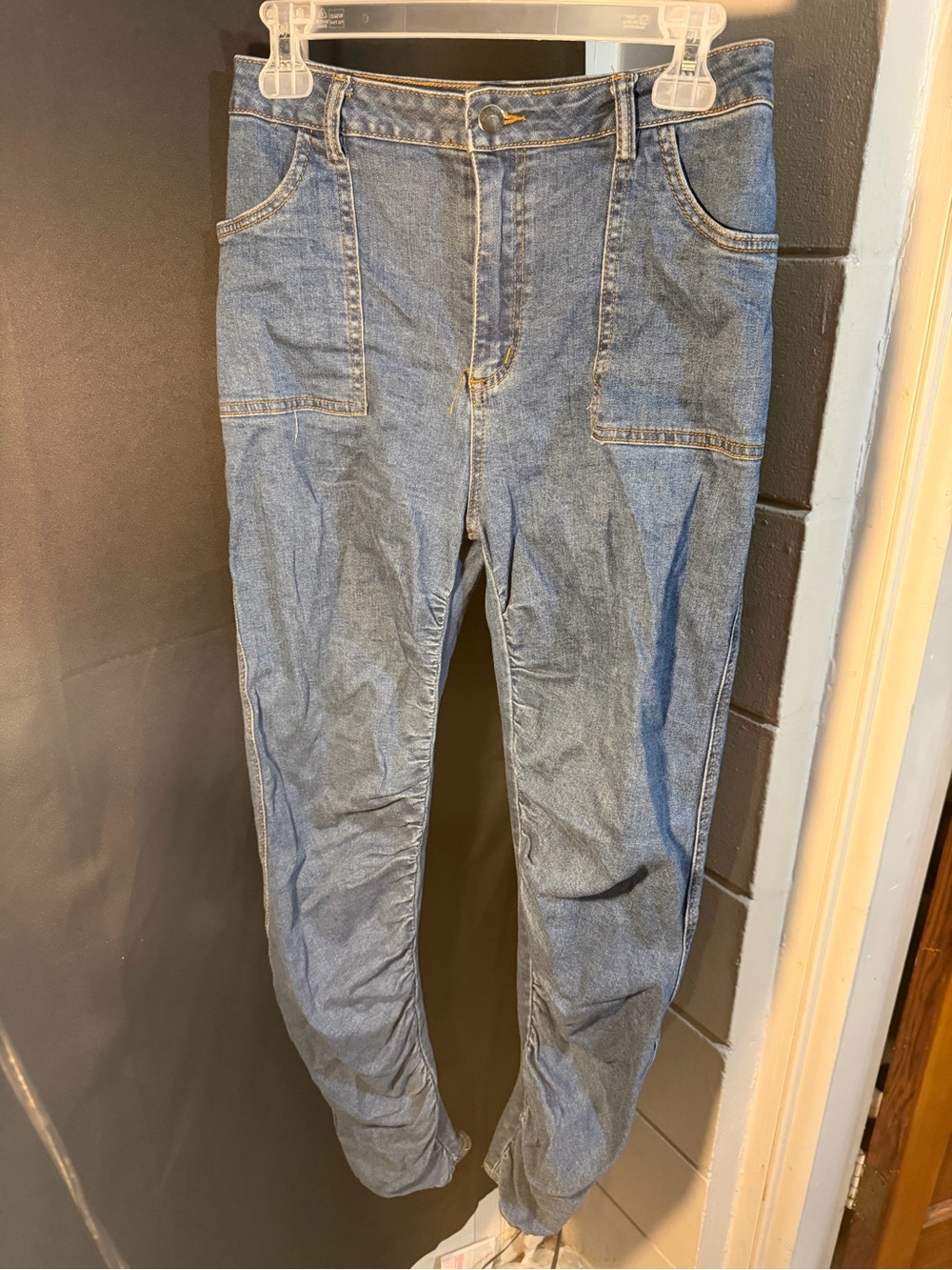 Fashion Nova Blue Boyfriend Jeans with Patch Pockets
